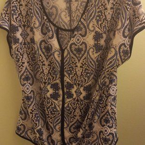 PerSeption Concept Women's Large Blue Paisley Top